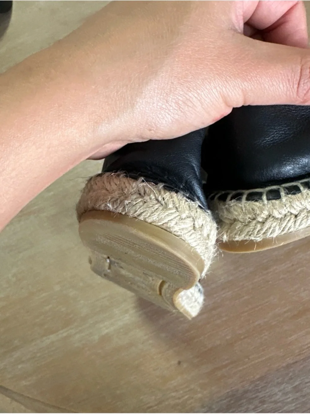 Mario Valentino Black and Gold Logo Espadrille Flats
